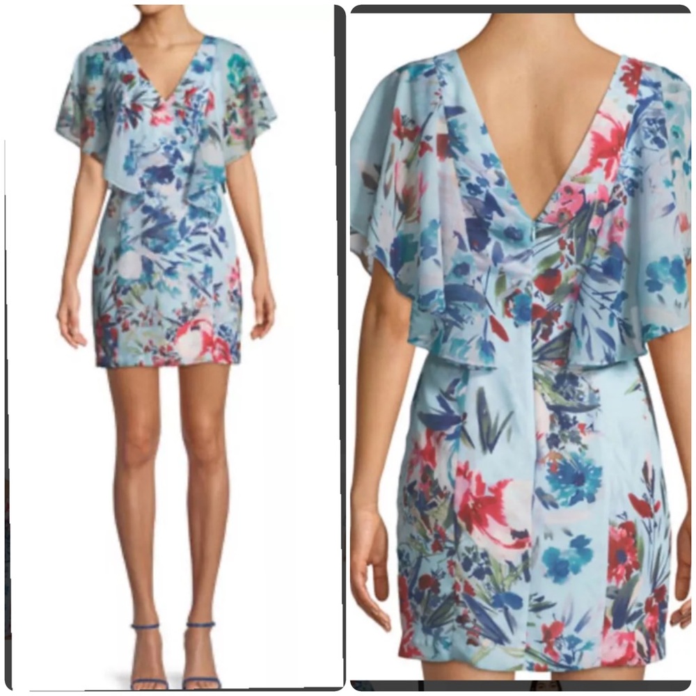 Parker Black reba floral mini dress polyester Size 6